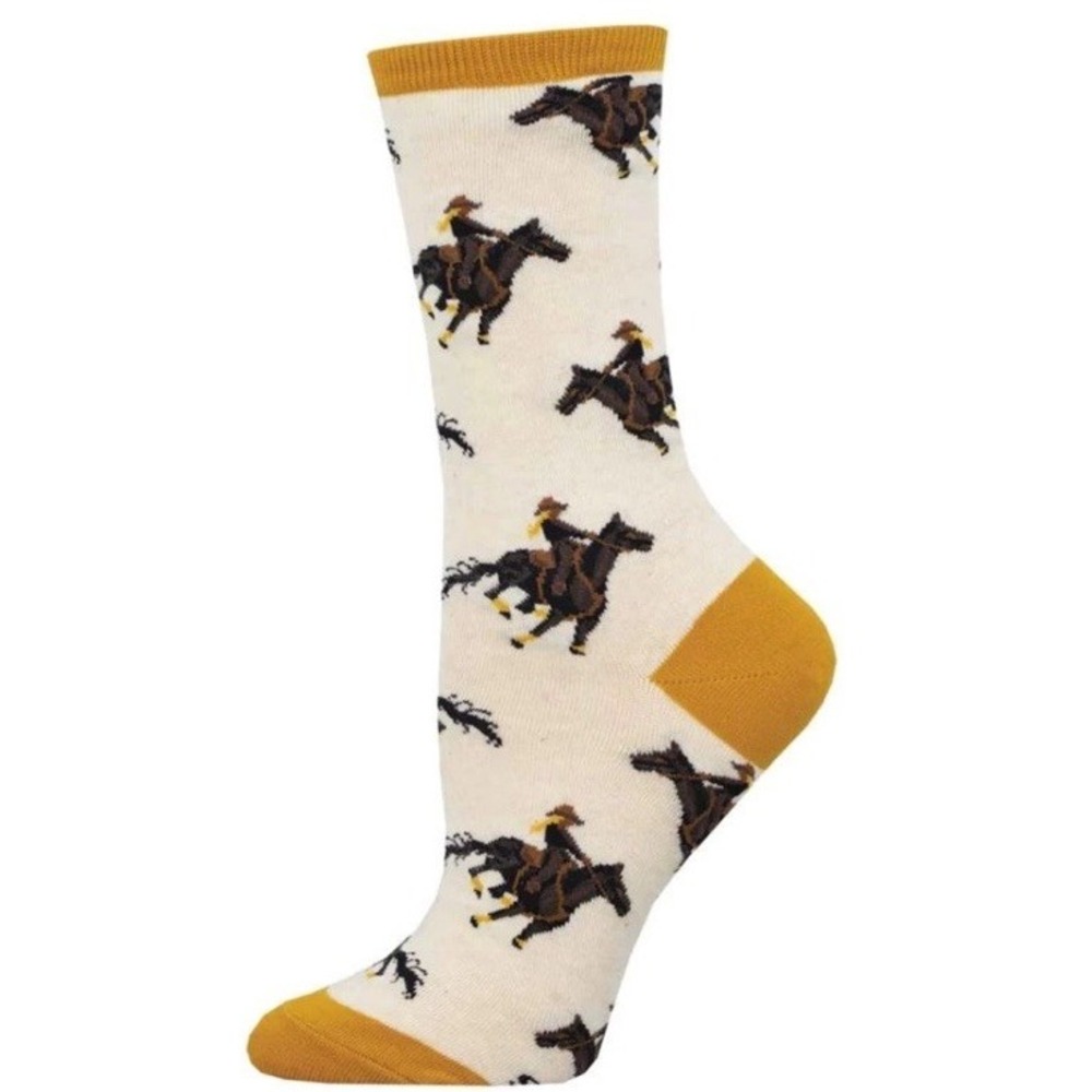 Socksmith Women's Crew Socks Giddy Up Horse Cowgirl Western Novelty Footwear